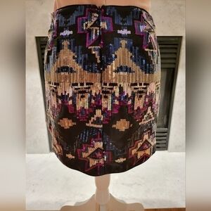 Forever 21 Aztec Sequin Mini Skirt